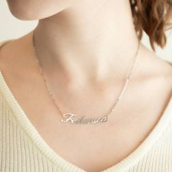 Photo of worn Necklace with name Federica in white gold 18kt - (Last piece available)