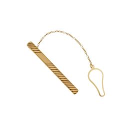 Flat striped with satin segment Tie Clip