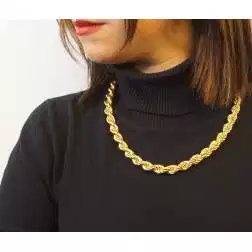 Collana corda in Oro Giallo 61cm x 10mm foto indossata