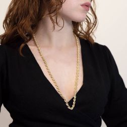 Collana Laccio Corda 80cm x 6mm Oro Giallo foto indossata