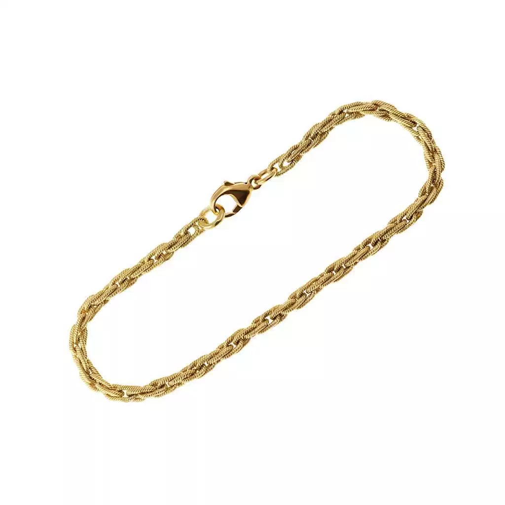 Bracciale corda filo torto ovale in Oro Giallo 18kt