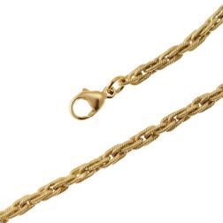 Yellow Gold Oval Twisted Thread Rope 45cm Necklace
