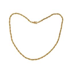 Yellow Gold Oval Twisted Thread Rope 45cm Necklace
