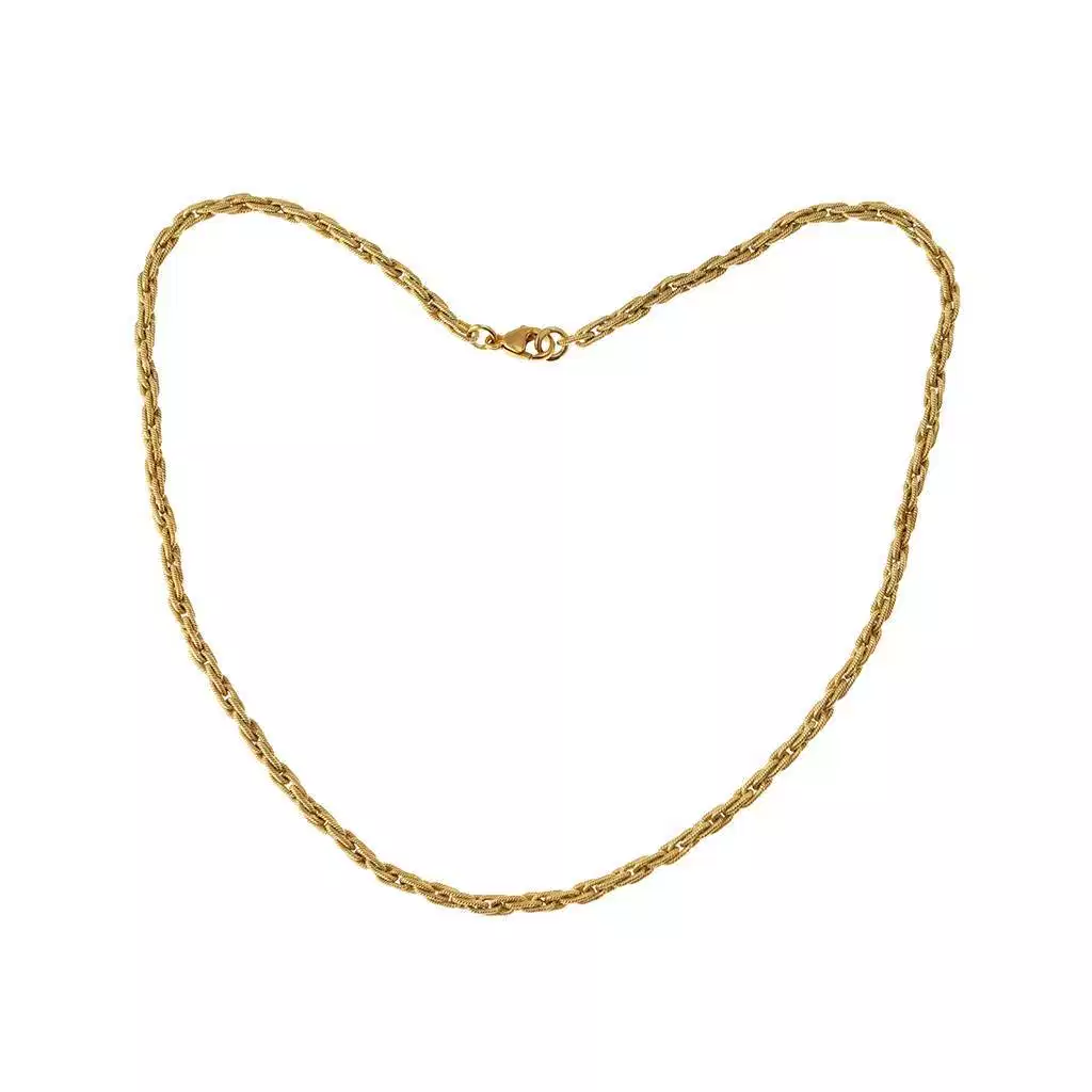 Collana corda filo torto ovale 42cm in Oro Giallo 18kt