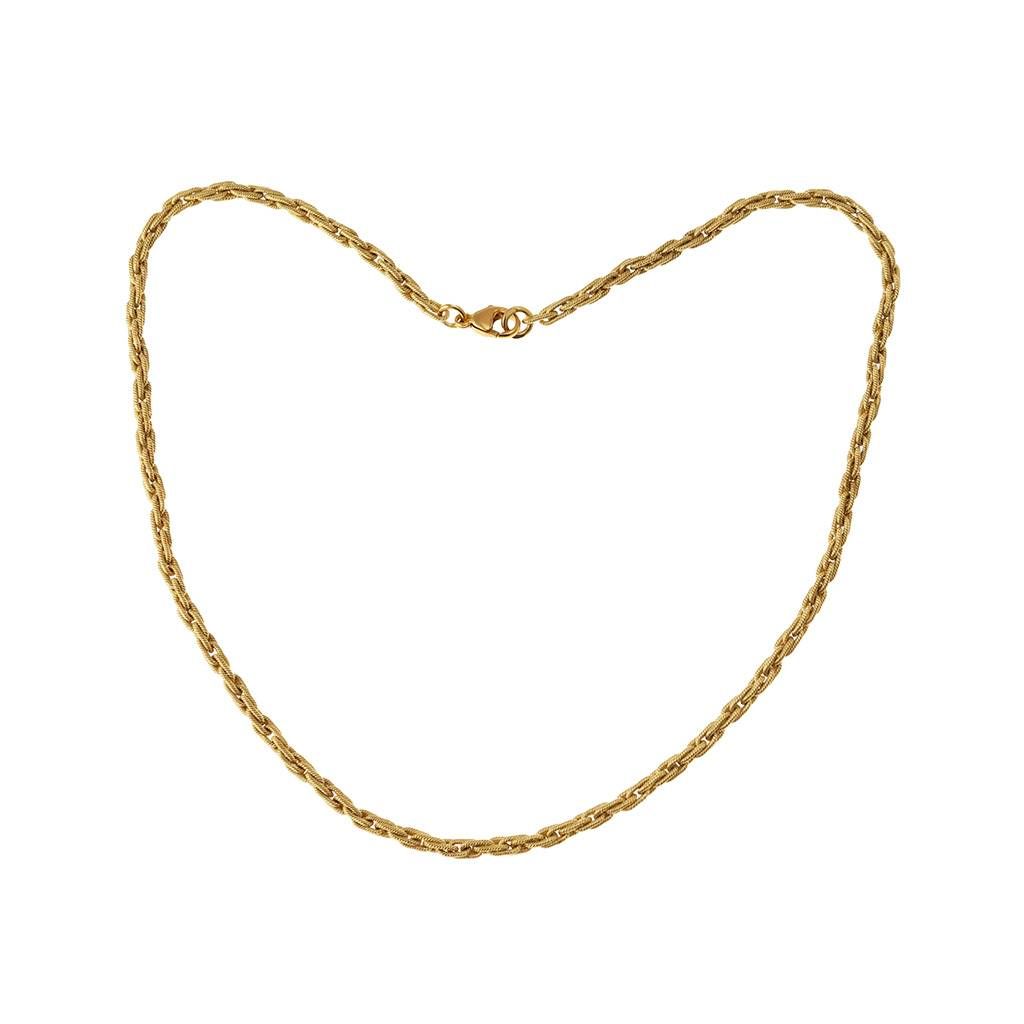 Yellow Gold Oval Twisted Thread Rope 45cm Necklace