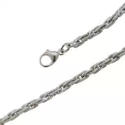 White Gold Oval Twisted Thread Rope 50cm Necklace
