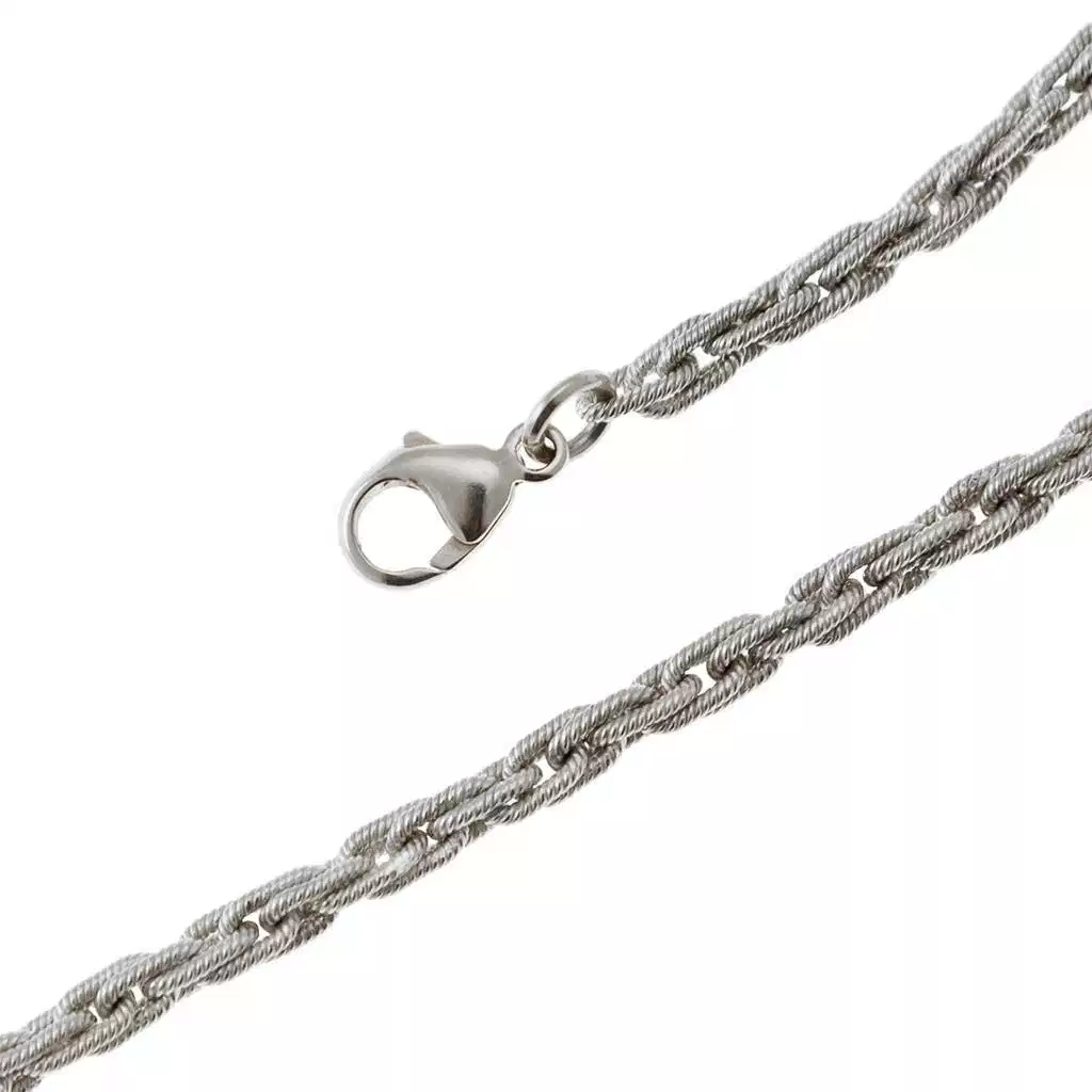 Collana corda filo torto ovale 50cm in Oro Bianco 18kt