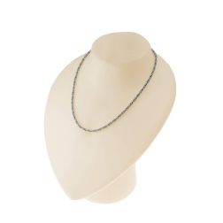 Collana corda filo torto ovale 50cm in Oro Bianco 18kt