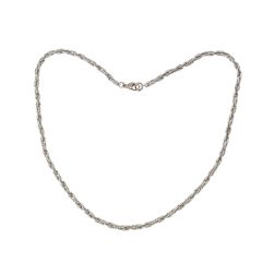 White Gold Oval Twisted Thread Rope 50cm Necklace