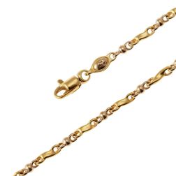 Torchon and Sphere Chain Bracelet in 18kt Yellow and White Gold