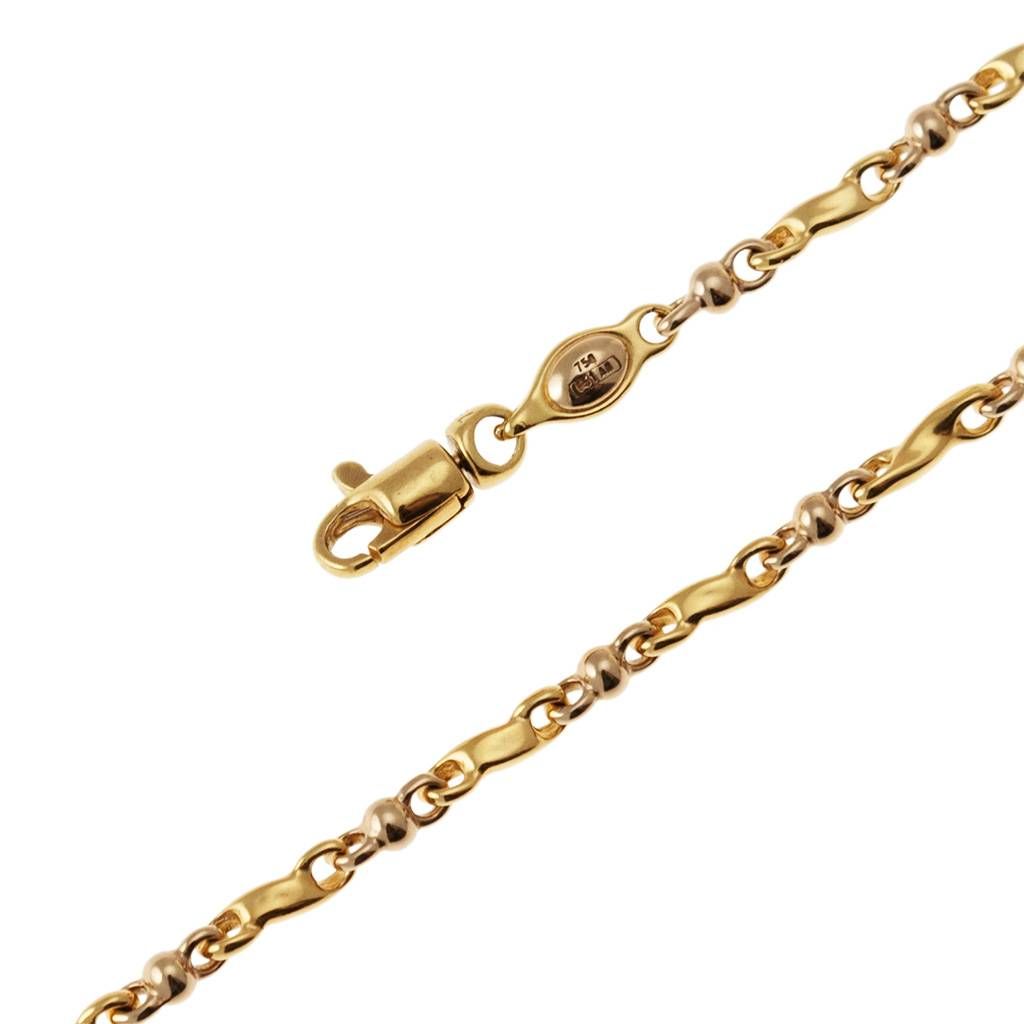 Torchon and Sphere Chain Bracelet in 18kt Yellow and White Gold