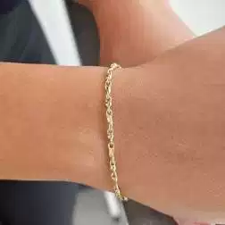 Bracciale maglia Torchon e palline in Oro Giallo e Bianco 18kt foto indossata