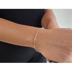 Bracciale maglia Torchon e palline in Oro Giallo e Bianco