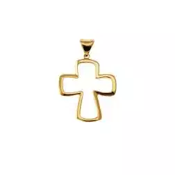 Croce Forata Slargata a Filo in Oro Giallo 18kt