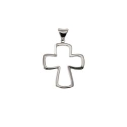 18kt White Gold Widened Wire Holed Cross