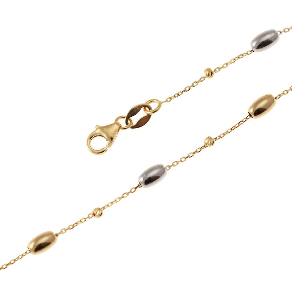 Chain Necklace with Barrels in 18kt Yellow and White Gold