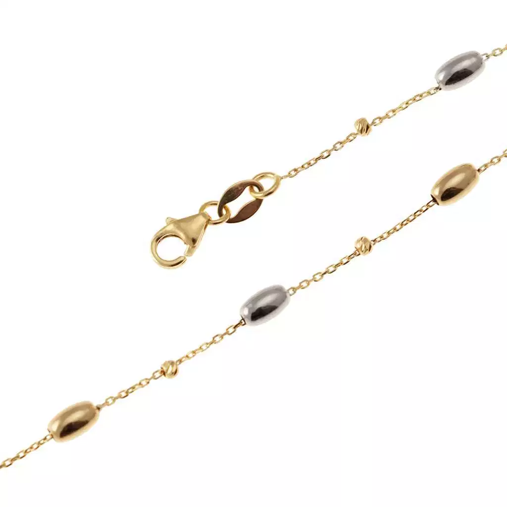 Collana catena con Barilotti in Oro Giallo e Bianco