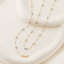 Collana catena con Barilotti in Oro Giallo e Bianco