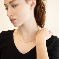 Photo of worn Chain Necklace with Barrels in 18kt Yellow and White Gold