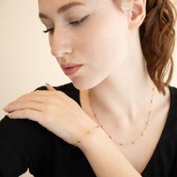 Collana catena con Barilotti in Oro Giallo e Bianco foto indossata