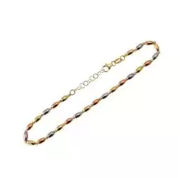 Bracciale con Barilotti alternati in Oro Giallo e Bianco e Rosa 18kt