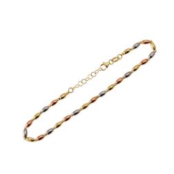Bracelet with alternating barrels in 18kt Yellow, White and Rose Gold
