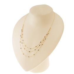 Three-strand Necklace with Barrels in Yellow and White Gold