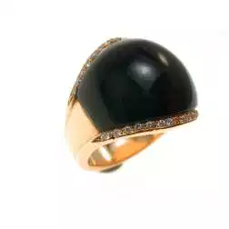 Anello Cupola Onice e Diamanti