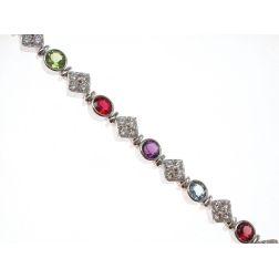 Tennis Bracelet Multicolor Gems and Diamonds