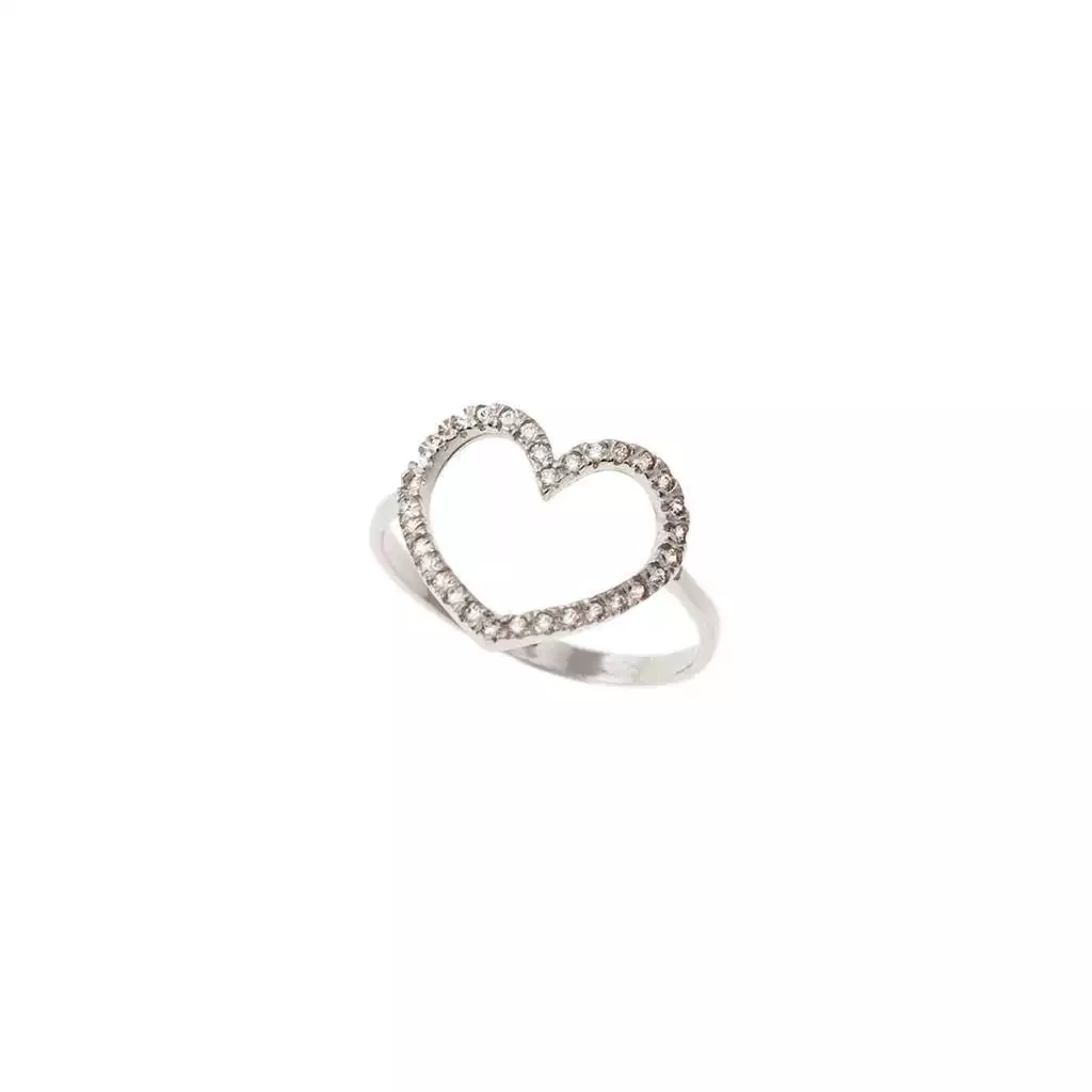 Anello Cuore forato con Zirconi