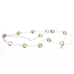 Openwork Flowers Necklace in 18kt Yellow, Rose and White Gold