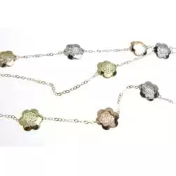 Openwork Flowers Necklace in 18kt Yellow, Rose and White Gold
