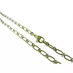 Collana Laccio 70cm con Ovali godronati alterni in Oro Giallo e Bianco