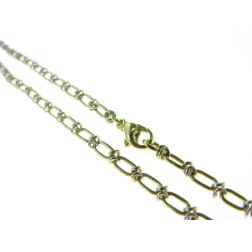 Necklace with alternating knurled ovals in 18kt Yellow and White Gold