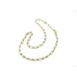 Collana Laccio 70cm con Ovali godronati alterni in Oro Giallo e Bianco