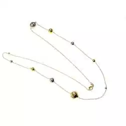 Laccio Necklace 96 cm with Diamond Spheres in Yellow and White Gold