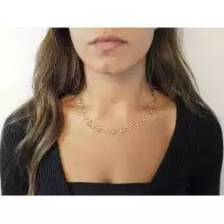 Collana 43cm a Cerchi piatti con Occhi tondi in Oro Giallo foto indossata