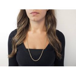 Photo of worn Necklace with alternating knurled ovals in 18kt Yellow and White Gold