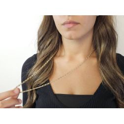 Photo of worn Necklace with alternating knurled ovals in 18kt Yellow and White Gold