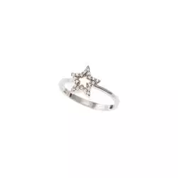 Anello Stella forata con Zirconi oro Bianco