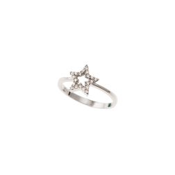 White Gold Star ring with Zircons