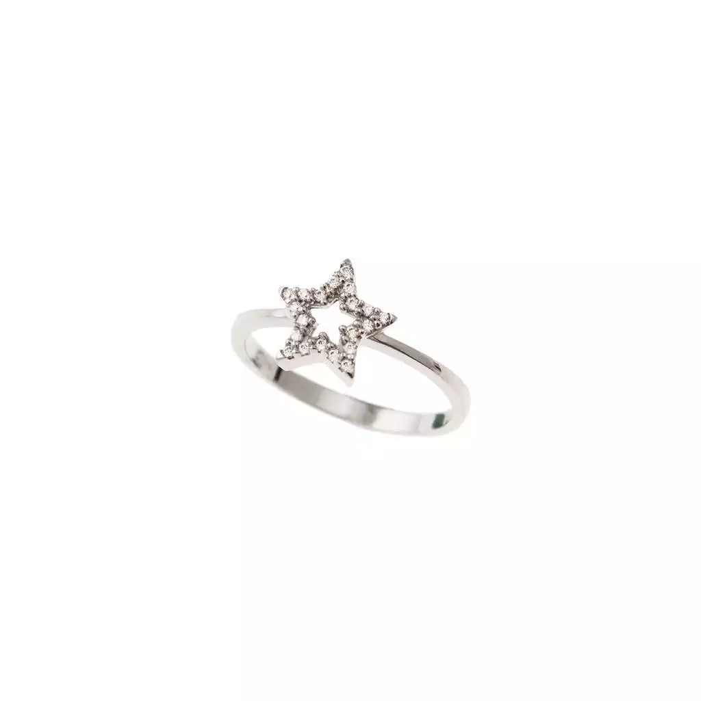Anello Stella forata con Zirconi oro Bianco