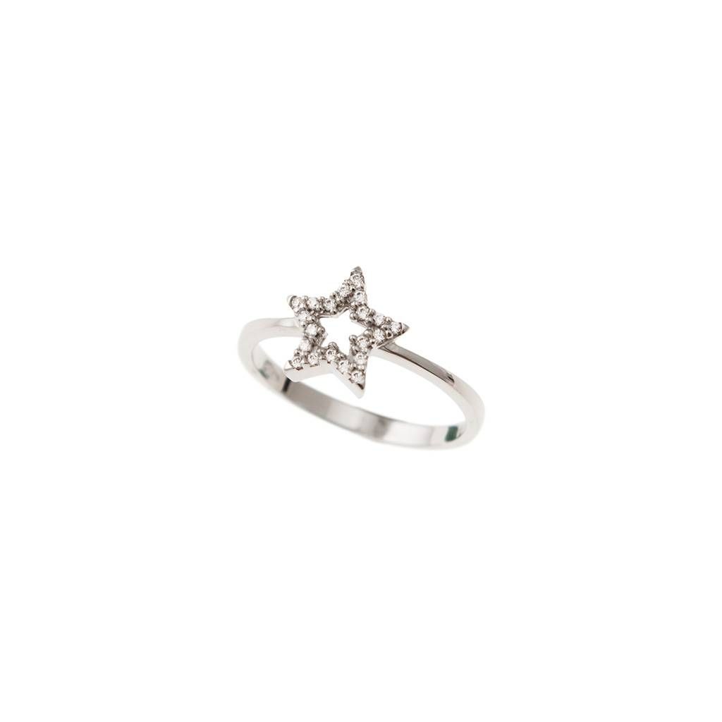 White Gold Star ring with Zircons