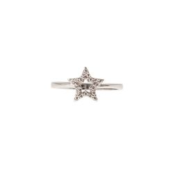 Anello Stella forata con Zirconi oro Bianco