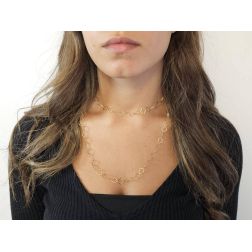 Photo of worn Lace Necklace 90cm Flat Diamond Chain in Yellow Gold