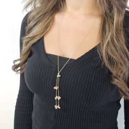 Collana a catena 63cm due fili con Sfere Diamantate 3 Ori foto indossata