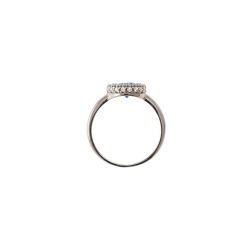 Anello Zircone blu rotondo contornato Oro Bianco