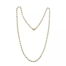 Collana Laccio 70cm con Ovali godronati alterni in Oro Giallo e Bianco