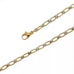 Collana Laccio 70cm con Ovali godronati alterni in Oro Giallo e Bianco