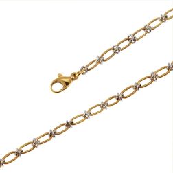 Necklace with alternating knurled ovals in 18kt Yellow and White Gold